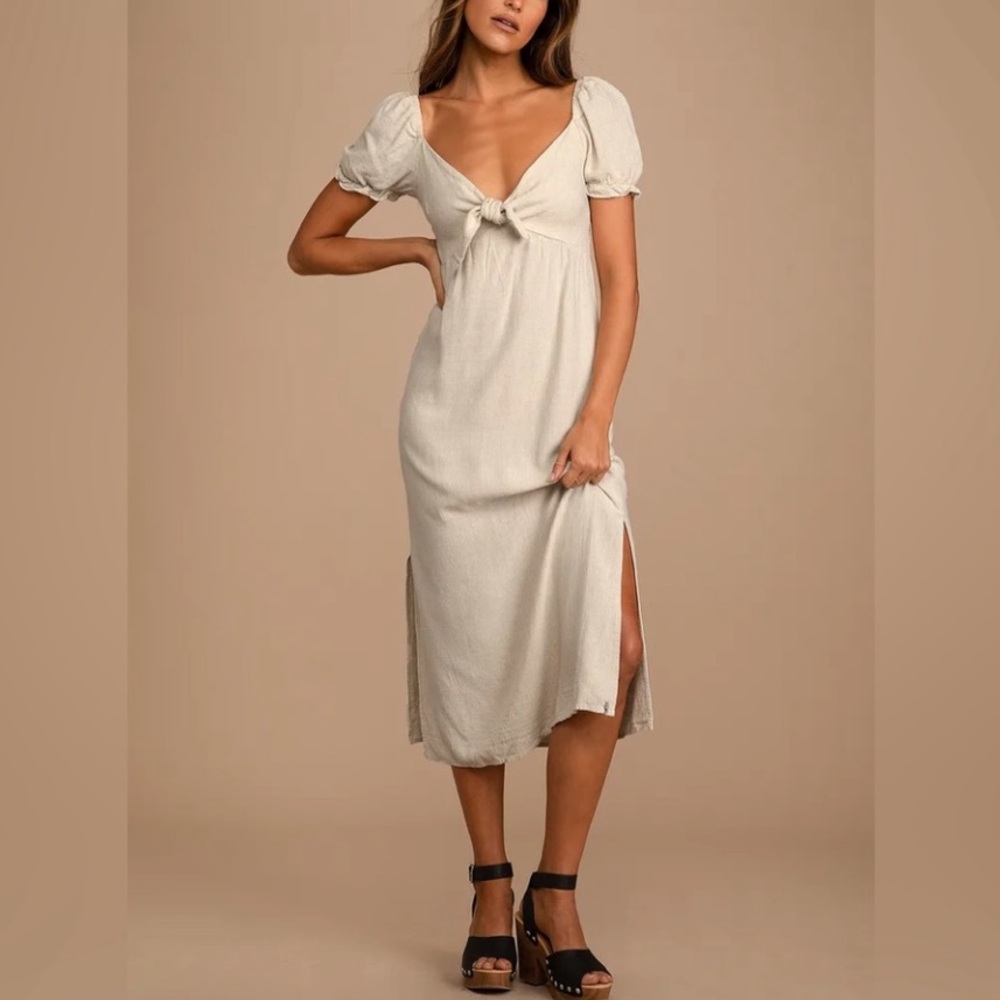 Rhythm. Aylah tie front midi dress - sz S